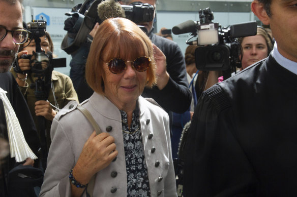 Gisele Pelicot arrives at the Avignon courthouse, in Avignon, southern France, for one of many hearings.