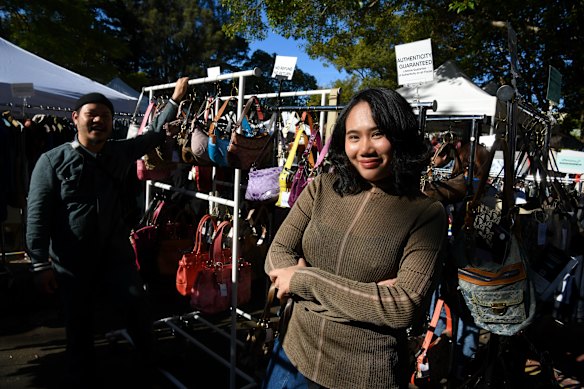 Jennie and Lamme Sathelet, owners of 21s Vintage, a second-hand clothing and bag stall in Glebe Markets.