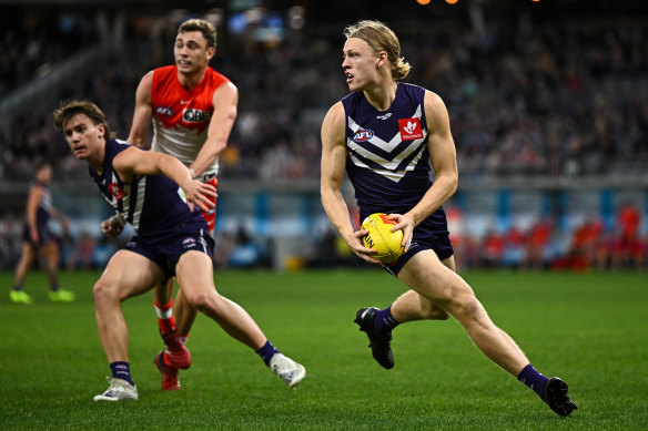 Hayden Young has become a key part of Fremantle’s impressive defence this season. 