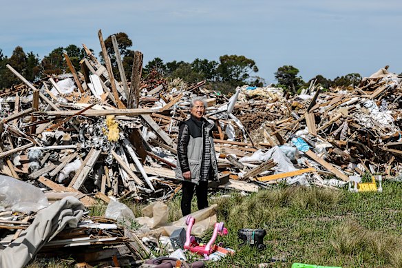 Suji An at her Diggers Rest property, which she leased in June to two men who promptly turned it into an illegal tip. 