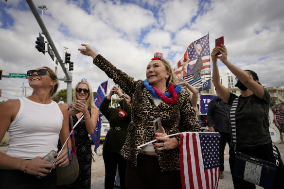 Trump supporters for his motorcade on the road to Mar-a-Lago, Trump’s Palm Beach estate on Wednesday.