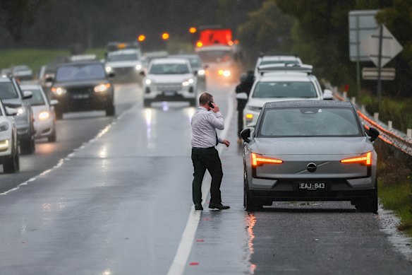 A pothole on the Princes Highway damaged cars earlier last month.
