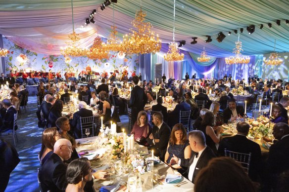 Guests at the state dinner hosted by President of the United States Joe Biden and First Lady Dr Jill Biden at the White House.