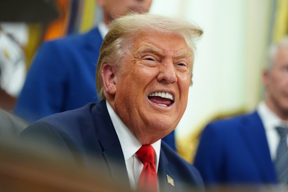 US President Donald Trump speaks in the Oval Office on Wednesday.