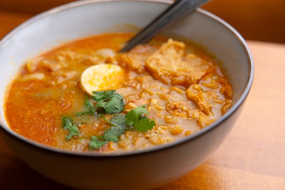 Mohinga fish noodle soup.