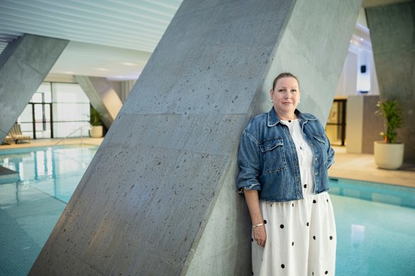 The 25-metre pool at Indi Sydney, the CBD’s first exclusively build-to-rent apartment block.