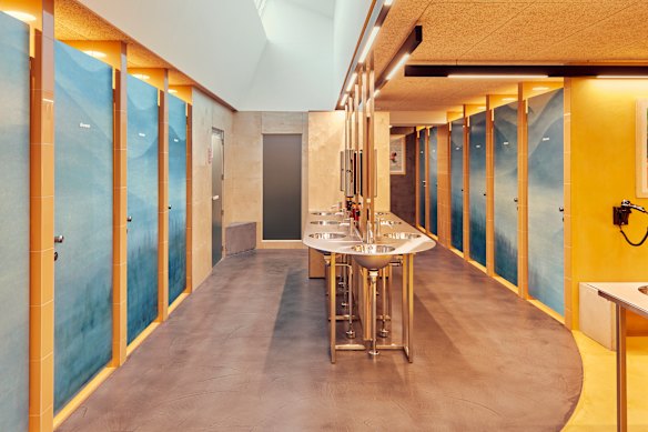 The communal bathrooms.
