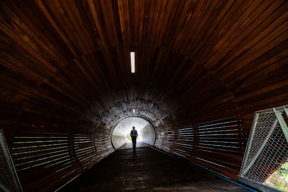 The track includes five tunnels that dip beneath thoroughfares, including Parramatta Road. A sixth tunnel will be built under Old Canterbury Road.