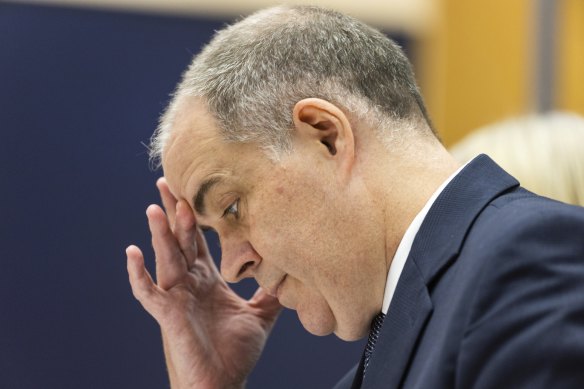 ABC managing director David Anderson during the Senate estimates hearing on Tuesday, where he sought to claim public interest immunity over the disclosure of individuals’ salaries. 