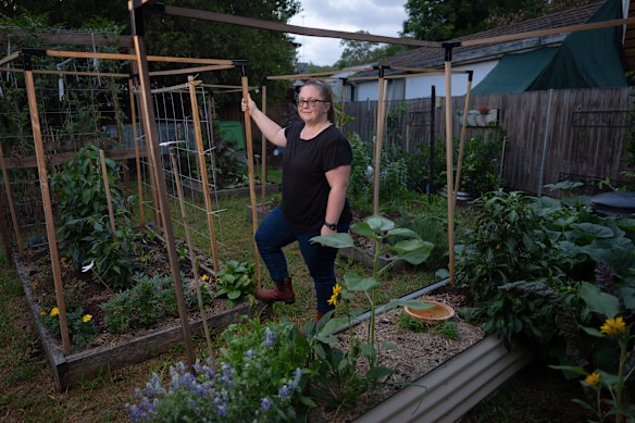 Suburban gardener Megan Gaudry-Weir has made the most of her extra land space and wants home owners to stop destroying front gardens.