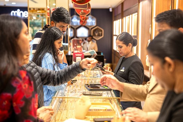 Customers at Malabar Gold and Diamonds in Harris Park. 