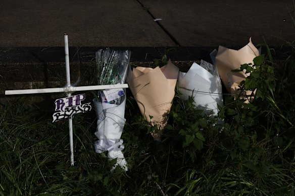 The site where two teenage boys lost their lives after their petrol trail bike collided with a bus on the Liverpool Parramatta Transitway at Bossley Park. 