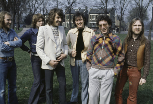 Procol Harum in England in 1974. Left to right: bassist Alan Cartwright, guitarist Chris Copping, the late drummer BJ Wilson, singer and pianist Gary Brooker, songwriter Keith Reid and guitarist Mick Grabham.