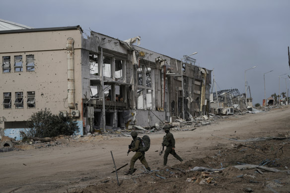 Israeli soldiers are seen during a ground operation in the Gaza Strip, 