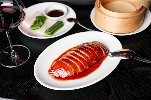 Lee Ho Fook Peking duck, with accompaniments.