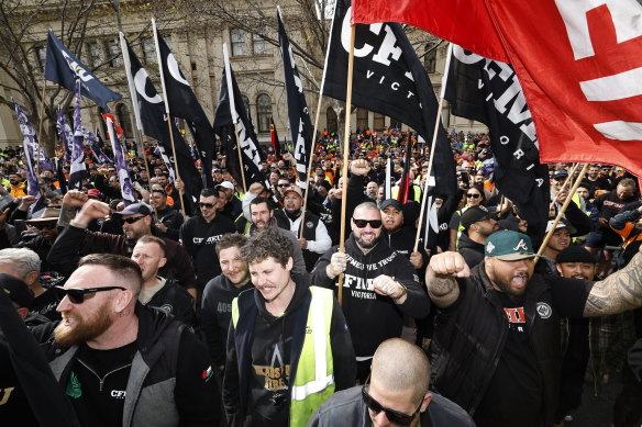 CFMEU members rally in Melbourne.