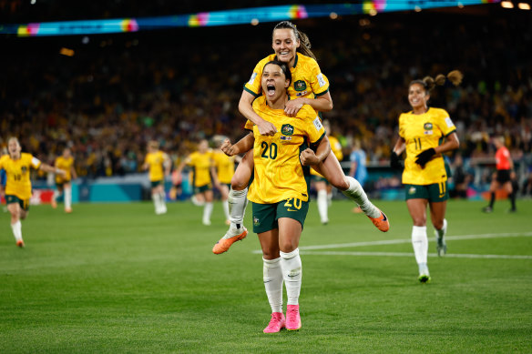 Sam Kerr after scoring her wonder goal against England.