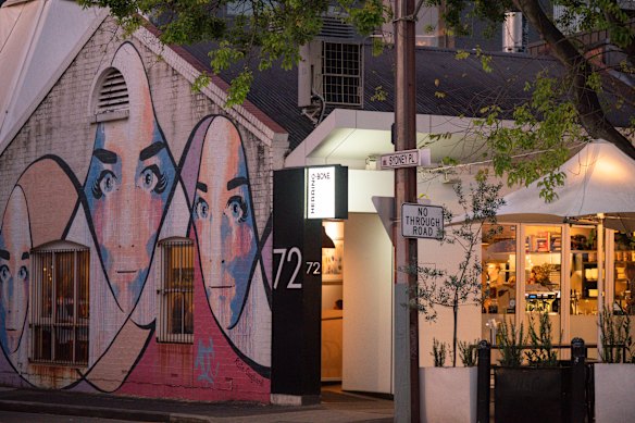 The Kate Gagliardi mural at corner diner Herringbone.