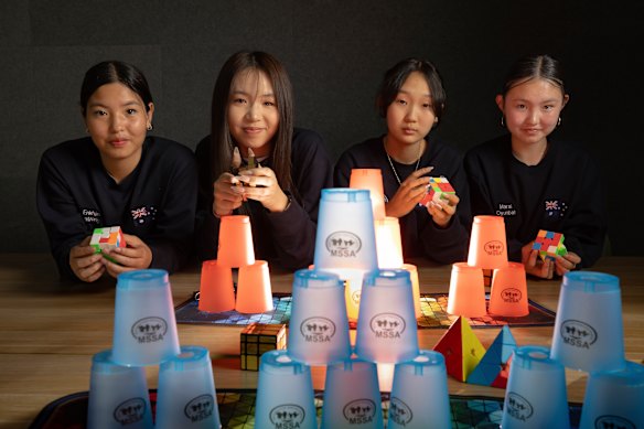 Enkhjin Batzorig, Enerel Batkhuyag, Nomin Tsendsugar and Maral Oyunbat compete in memory contests. 