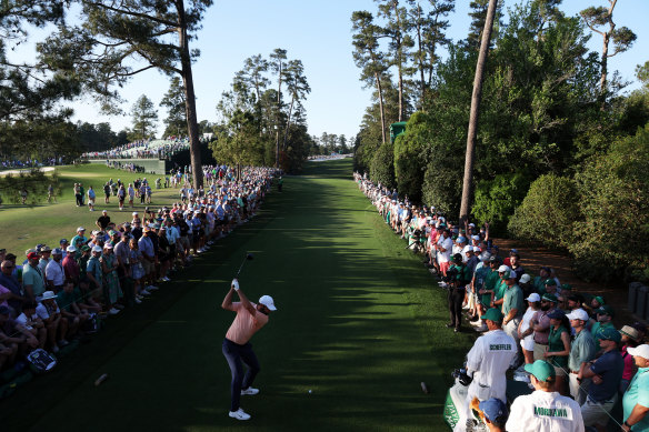 Scottie Scheffler on the 18th tee.