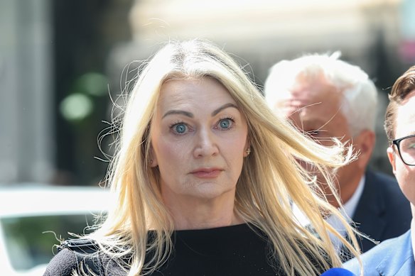 Wife Melanie Lynn outside the Court of Appeal on Thursday.