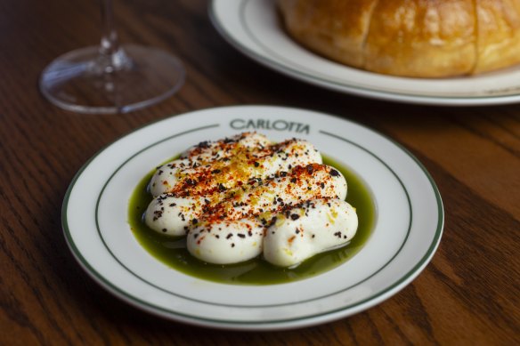 Whipped ricotta, chilli and herb oil.