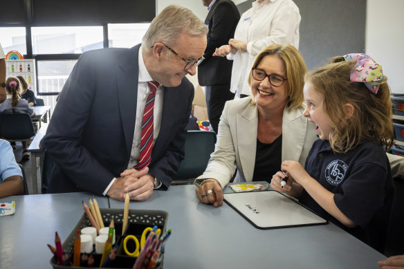 Prime Minister Anthony Albanese and Victorian Premier Jacinta Allan visit Boronia Heights Primary School in January.