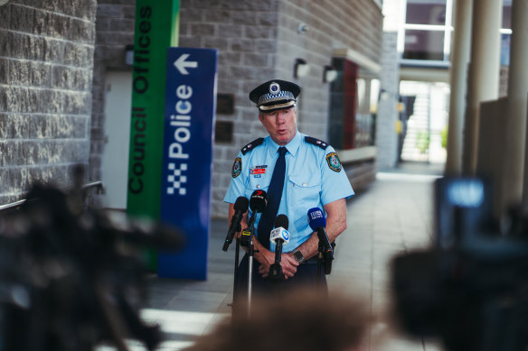 Inspector Mitch Newton holds a press conference at Auburn police station.