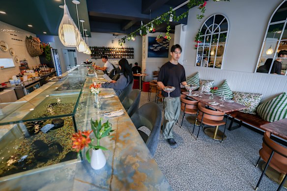 The counter seats are the best spot in the (beach) house at Olala.