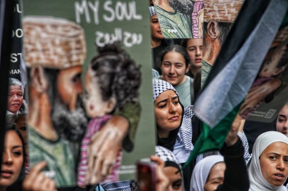 As Israel continues its bombardment and invasion of Gaza, Palestinian supporters march through central Melbourne.