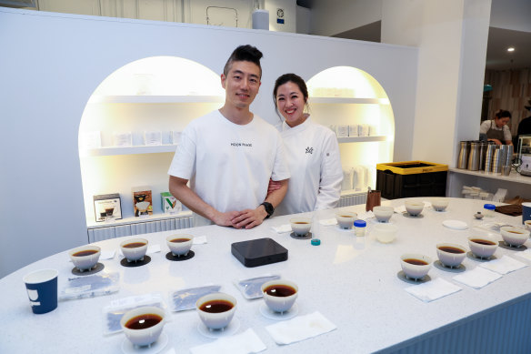 Moon Phase co-owners Ji-Yoon Song and Frances Song in their St Leonards bakery-cafe, where they serve their own speciality blend coffee.