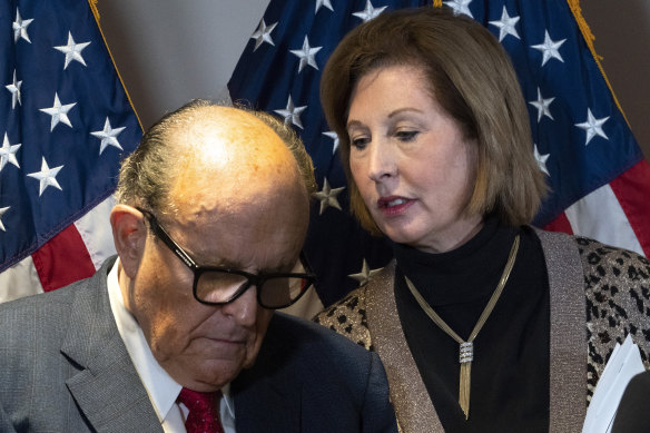 Lawyers Rudy Giuliani and Sidney Powell during a news conference on November 19, 2020.