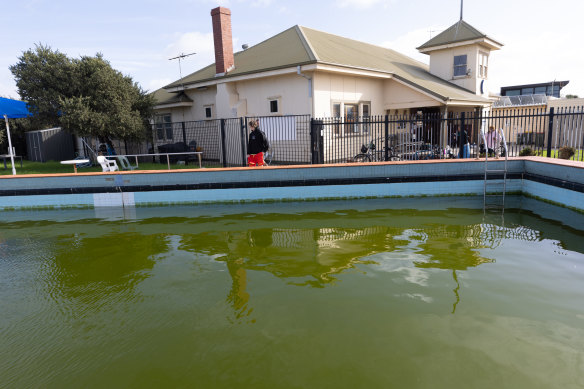 The pool at Williamstown Swimming and Lifesaving Club, which is in a state of disrepair.
