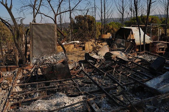 Houses destroyed in Navas del Rey, Spain.
