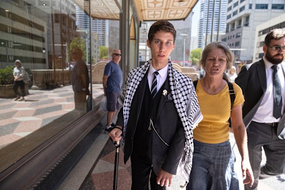 Jace Turner has been accused of biting a police officer at the rally against Israel President Isaac Herzog.