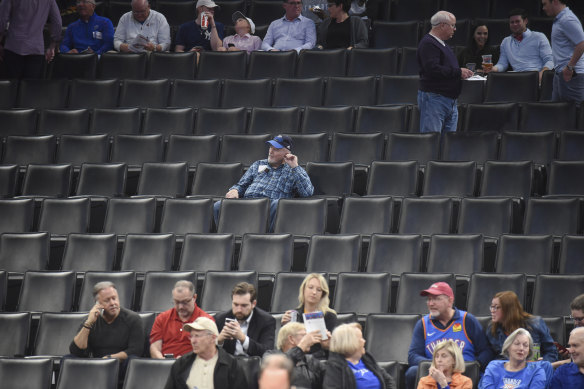 Fans clear out after the NBA match between Oklahoma City and Utah Jazz was postponed.