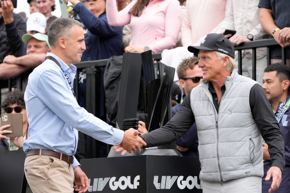 Aouth Australian Premier Peter Malinauskas with LIV boss Greg Norman.