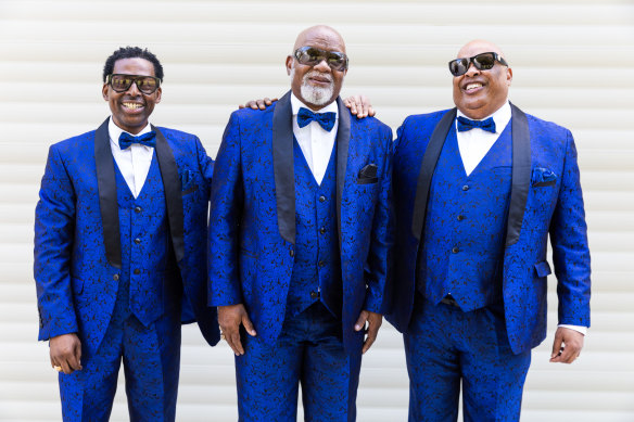 Joey Williams, Ricky McKinnie and JW Smith before their Bluesfest show.