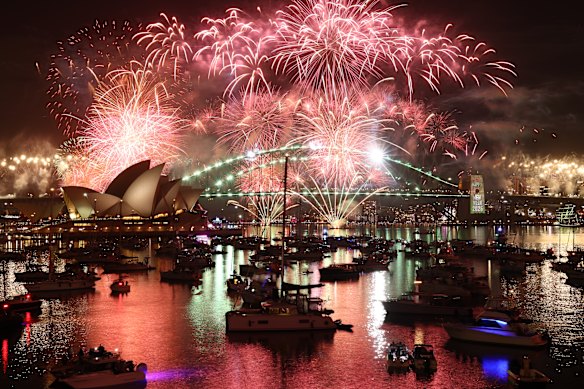 The midnight New Year’s Eve fireworks on Sydney Harbour.