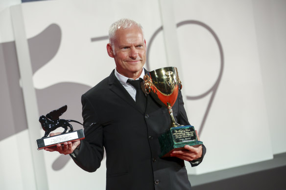 McDonagh at the Venice Film Festival  with his award for best screenplay for The Banshees Of Inisherin, and with the Coppa Volpi for best actor, which was awarded to Farrell.