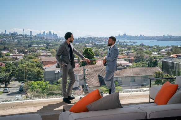 It’s all about the view, bro: Old pals Simon Cohen and Gavin Rubinstein butt heads in Luxe Listings Sydney.