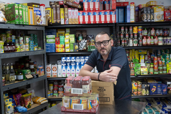 Paul Trotter in the Salvation Army’s Colac pantry. 