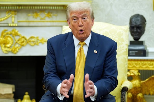 Donald Trump accused Barack Obama of treason in the Oval Office on Tuesday.