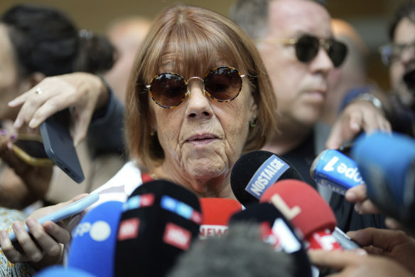 Gisele Pelicot speaks to the media as she leaves the Avignon courthouse at the beginning of the trial.