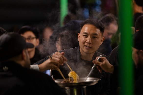 In the mood for food: Tucking into dinner at Canley Vale has become a community event.