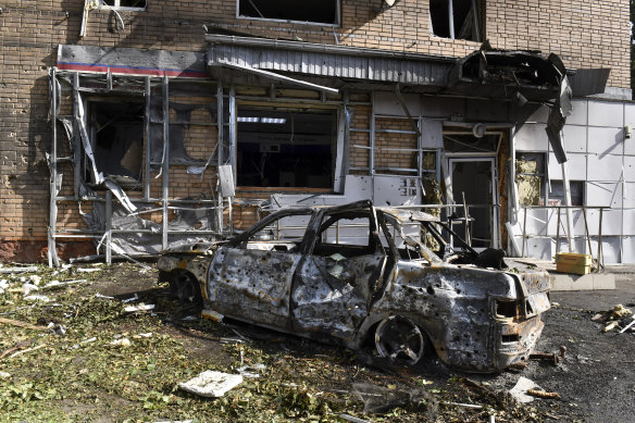 Damage caused by Ukrainian shelling in the Kursk region.