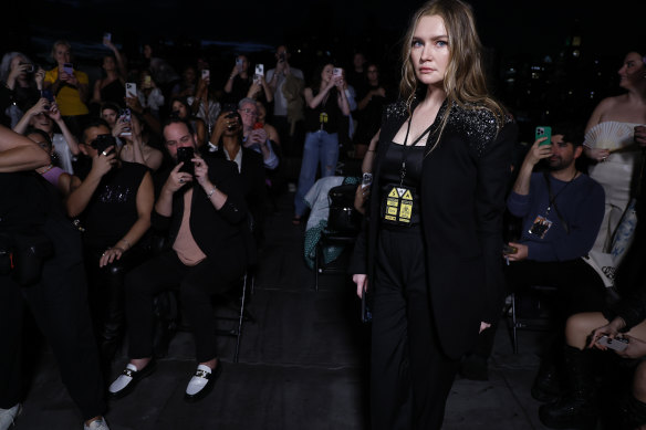 Anna Delvey hosting the Shao show at NYFW.