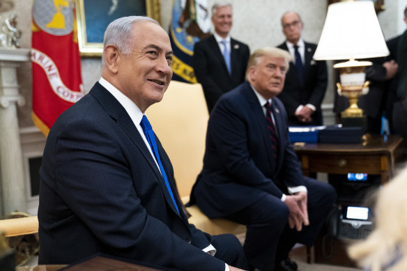Benjamin Netanyahu, then Israel’s prime minister, meets with US president Donald Trump in the Oval Office.