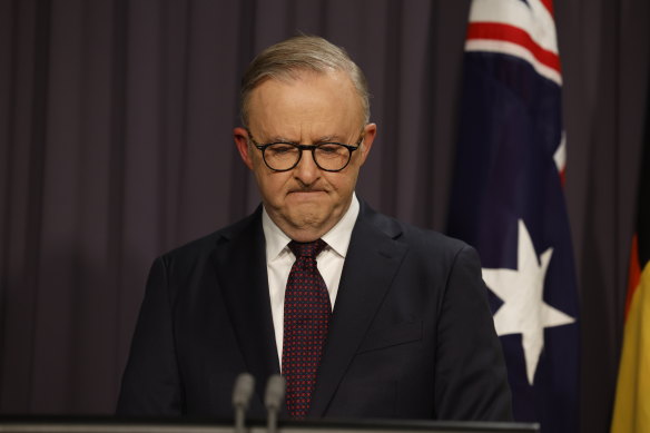 Anthony Albanese accepts the Voice defeat.