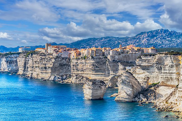 The town of Bonifacio on Corsica, France.